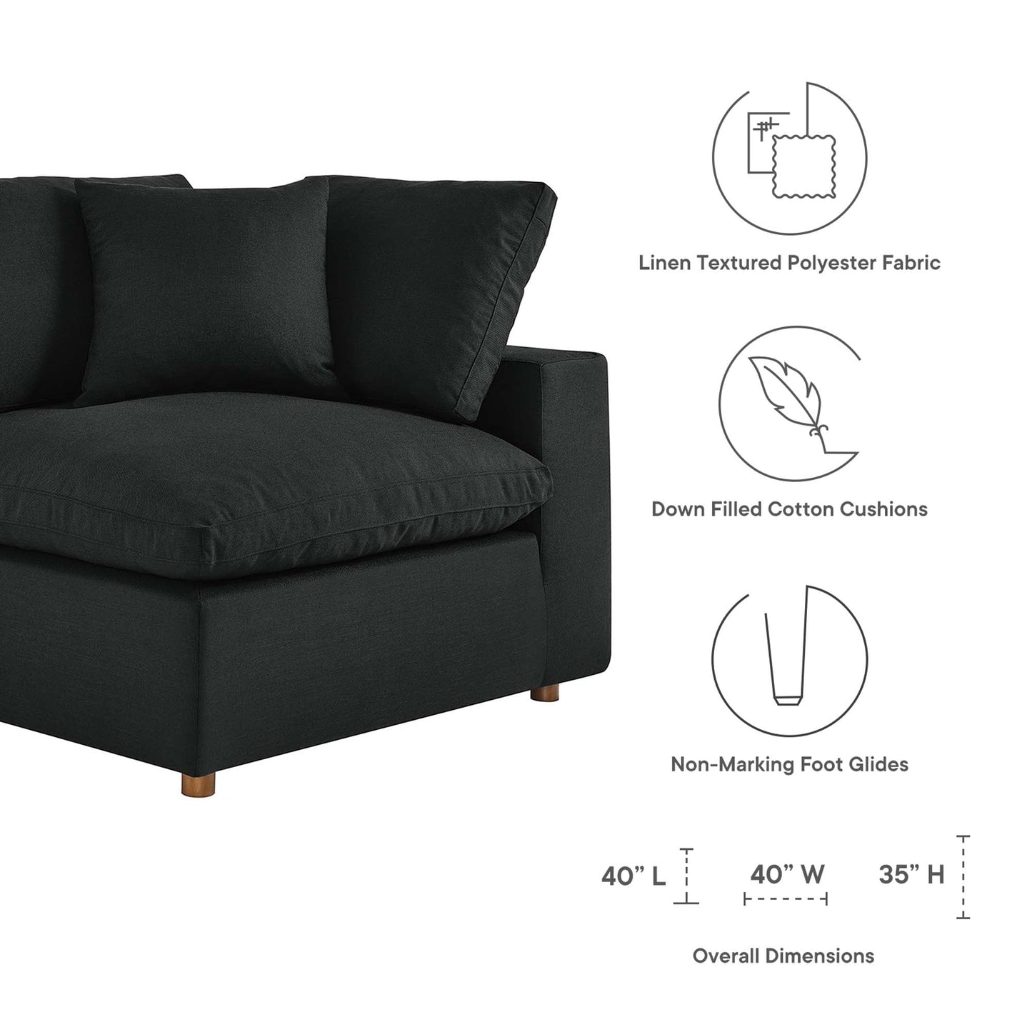 Modway Furniture Commix 7-Piece Down Filled Overstuffed Sectional Sofa by Modway - EEI-3364-BLK