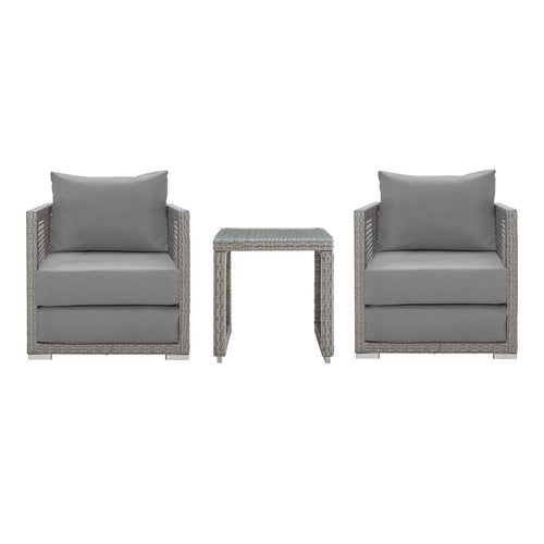 Modway Furniture Aura 3 Piece Outdoor Patio Wicker Rattan Set – EEI-3595-GRY-GRY-SET