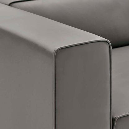 Modway furniture Mingle Vegan Leather Sectional Sofa - Stylish, Comfortable 3-Piece Design for Modern Living Spaces - EEI-4789-GRY