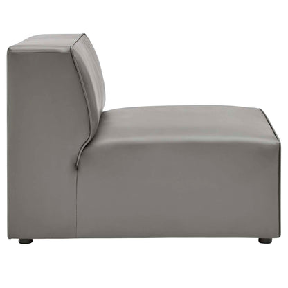 Modway furniture Mingle Vegan Leather 4-Piece Sectional Sofa - Stylish, Comfortable Seating for Modern Living Spaces - EEI-4793-GRY