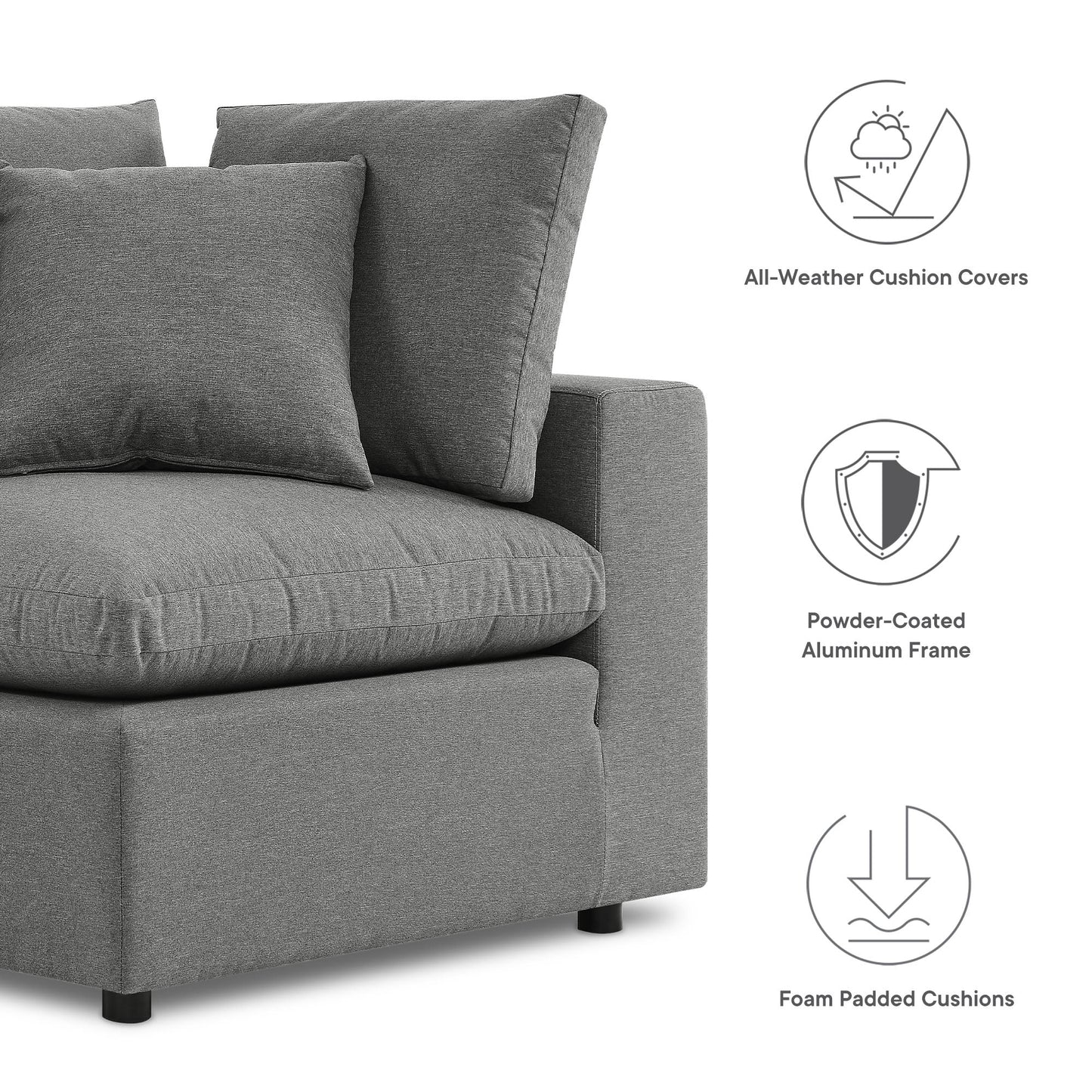 Modway Furniture Commix 5-Piece Outdoor Patio Sectional Sofa by Modway – EEI-5583-CHA
