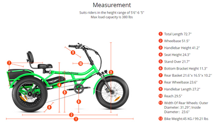 Addmotor 750W 48V Arisetan II M-360 Mini Trike Fat Tire Electric Bike