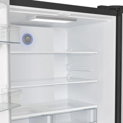 Forno Espresso Moena 36-inch 19.2 Cu.ft French Door Refrigerator in Black with Antique Brass Handle -FFRBI1820-36BLK