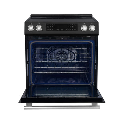 Forno 5-Piece Appliance Package - 30-Inch Induction Range, Under Cabinet Range Hood, Refrigerator, Dishwasher, and  Microwave Drawer in Black with Antique Brass Trim - APR5-905-30BLK