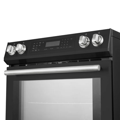 Forno 5-Piece Appliance Package - 30-Inch Induction Range, Under Cabinet Range Hood, Refrigerator with Water Dispenser, Dishwasher, and 30-Inch Microwave Oven in Black with Stainless Steel Trim - APW5-905-30BLK-MWO30