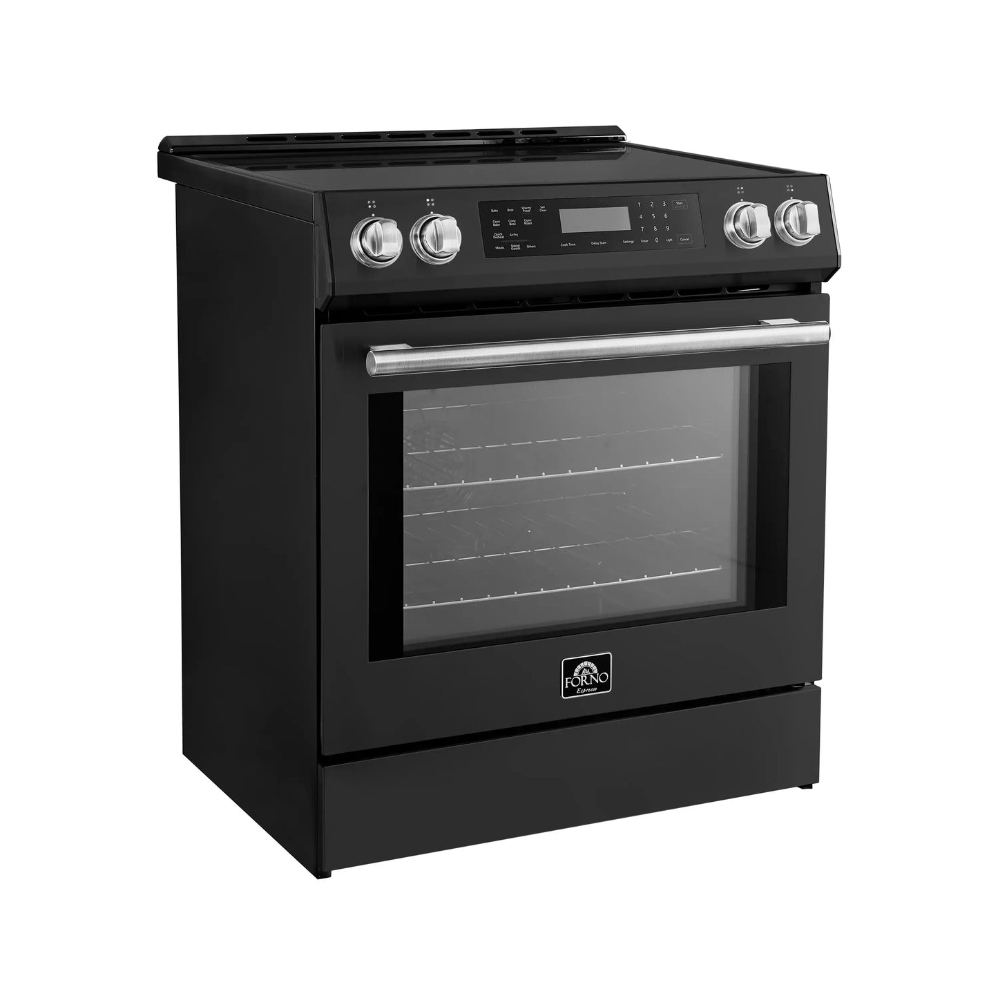 Forno 5-Piece Appliance Package - 30-Inch Induction Range, Under Cabinet Range Hood, French Door Refrigerator, Dishwasher, and 30-Inch Microwave Drawer in Black with Stainless Steel Trim - APR5-905-30BLK-MWD30