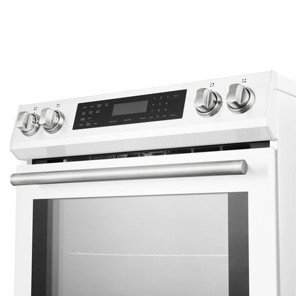 Forno 5-Piece Appliance Package - 30-Inch Inducton Range, Under Cabinet Range Hood, Refrigerator, Dishwasher, and  24-Inch Microwave Oven in White with Stainless Steel Trim - APR5-905-30WHT-MWO24