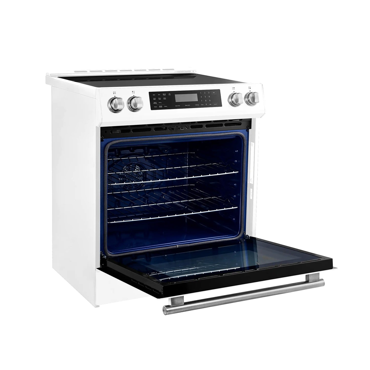 Forno 5-Piece Appliance Package - 30-Inch Inducton Range, Under Cabinet Range Hood, Refrigerator with Water Dispenser, Dishwasher, and  24-Inch Microwave Oven in White with Stainless Steel Trim - APW5-905-30WHT-MWO24