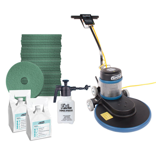 CleanFreak® 1500 RPM High Speed Floor Polishing Package w/ 20" Burnisher, Pads & Spray Buff Solution