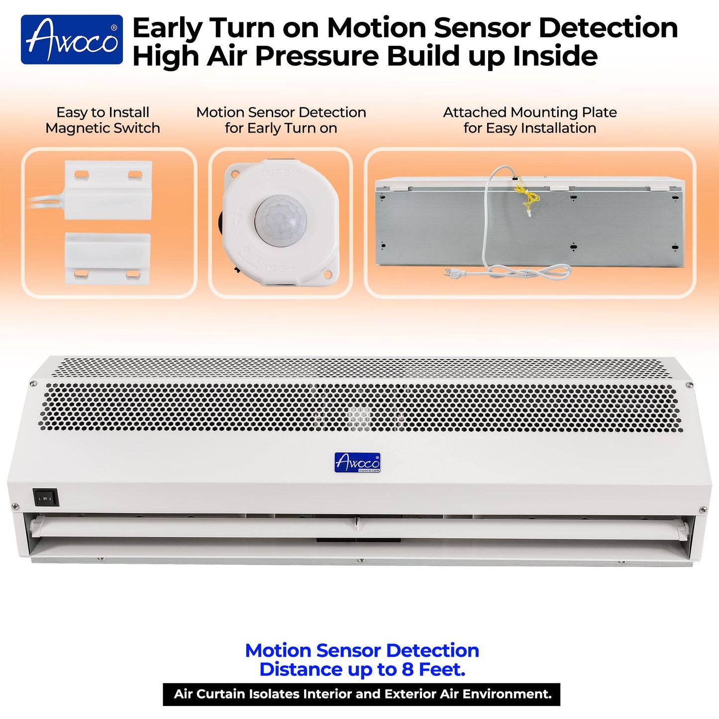 AWOCO  Super Power Air Curtain with Motion Sensor 120V Unheated by Awoco - FM1506-MSD
