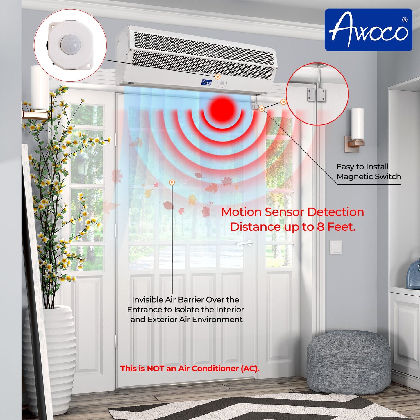 AWOCO  Super Power Air Curtain with Motion Sensor 120V Unheated by Awoco - FM1506-MSD