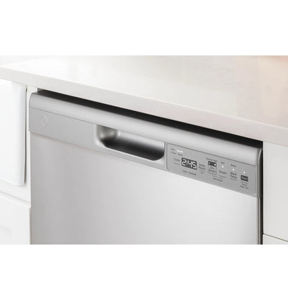 GE Appliances  Front Control with Plastic Interior Dishwasher with Sanitize Cycle & Dry Boost Stainless Steel - GDF550PSRSS