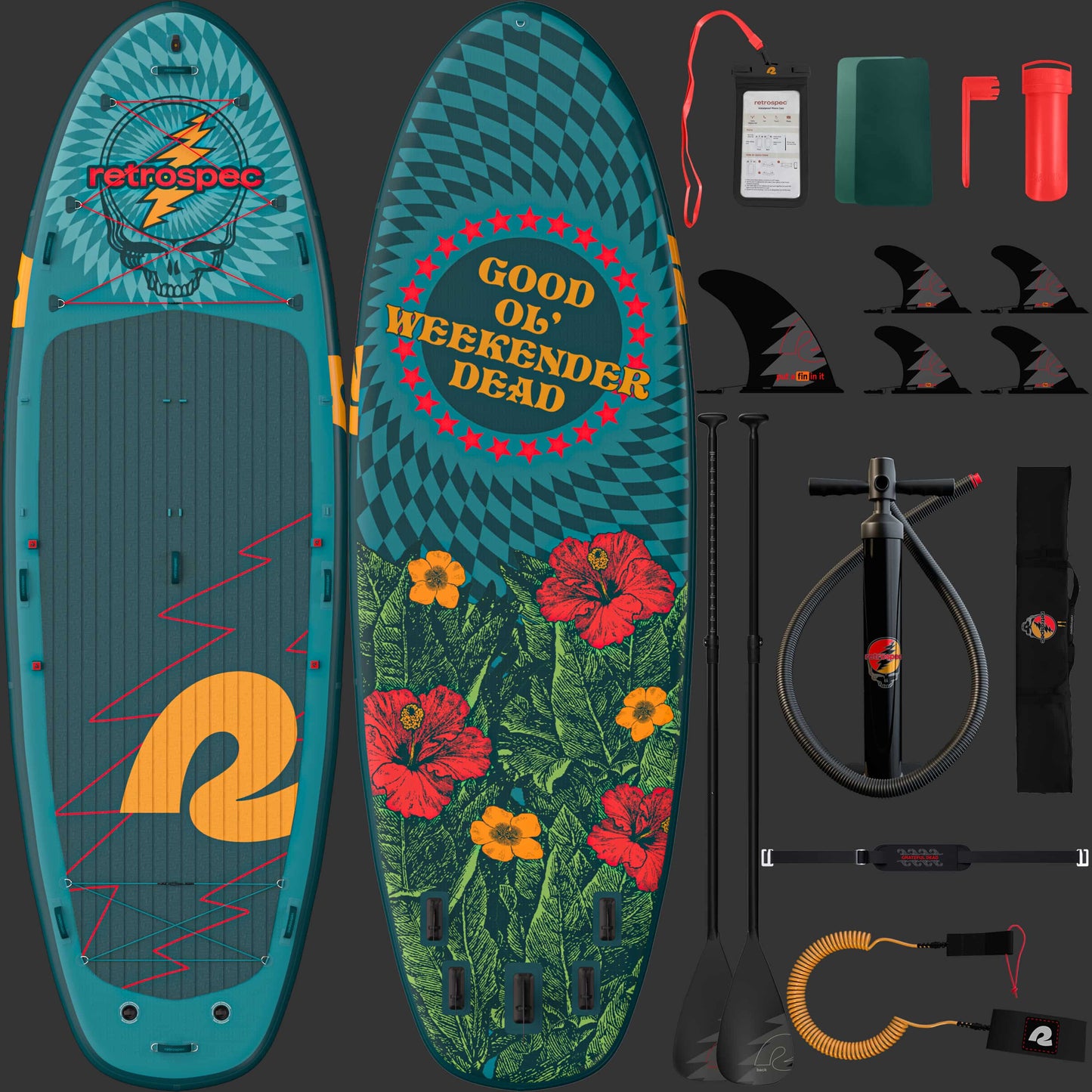 Retrospec Grateful Dead Weekender Crew XL Multi-Person Inflatable Stand Up Paddle Board 15’ - 6515