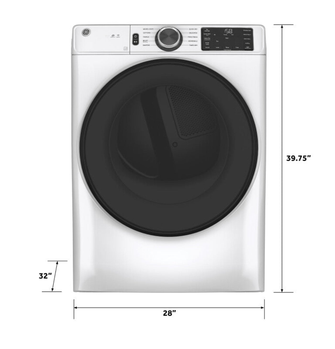 GE Appliances  7.8 cu. ft. Capacity Smart Front Load Electric Dryer with Sanitize Cycle White - GFD55ESSNWW