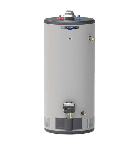 GE Appliances  RealMAX Premium 40-Gallon Short Natural Gas Atmospheric Water Heater Gray - GG40S10BXR