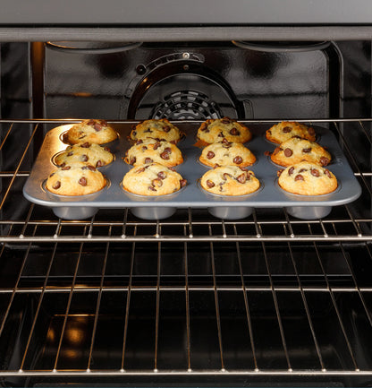 GE Appliances 30" Slide-In Electric Convection Range with No Preheat Air Fry and EasyWash Oven Tray Fingerprint Resistant Slate - GRS600AVES