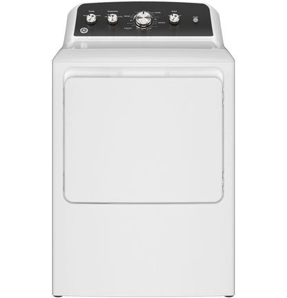 GE Appliances  7.2 cu. ft. Capacity Gas Dryer with Up To 120 ft. Venting and Extended Tumble White with Matte Black Backsplash - GTD48GASWWB
