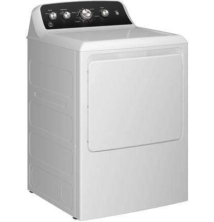 GE Appliances  7.2 cu. ft. Capacity Gas Dryer with Up To 120 ft. Venting and Extended Tumble White with Matte Black Backsplash - GTD48GASWWB