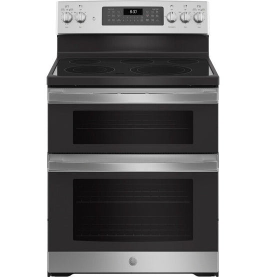 GE Appliances 30" Free-Standing Electric Double Oven Convection Range Stainless Steel/Gray - JBS86SPSS