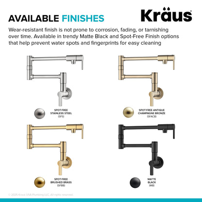 KRAUS Oletto Wall Mount Pot Filler in Brushed Brass - KPF-5001SFBB