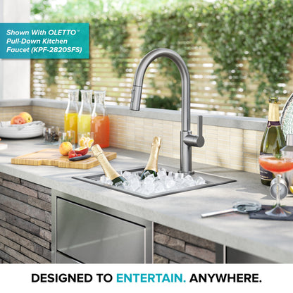 KRAUS 15"x 15" Outdoor Marine Grade Workstation Drop-In T316 Stainless Steel Bar Sink - KWT321-15-316