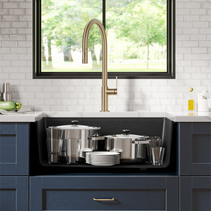 KRAUS Bellucci Workstation 30" Undermount Granite Composite Single Bowl Kitchen Sink with Accessories - KGUW2-30MBL