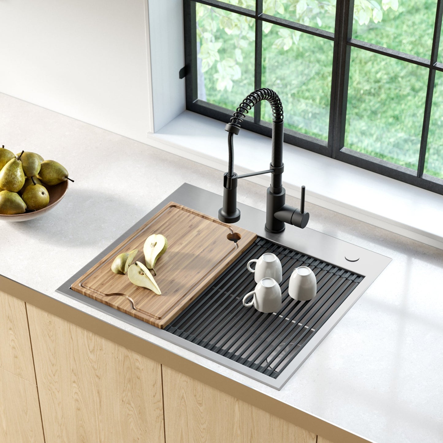 KRAUS Kore Workstation 25" Drop-In or Undermount 16 Gauge Kitchen Sink with Accessories - KWT311-25