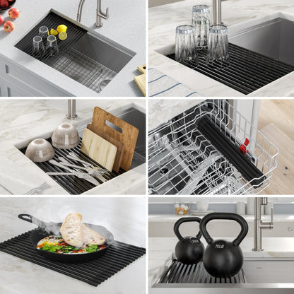 KRAUS Kore Workstation 27" Undermount 16 Gauge Single Bowl Stainless Steel Kitchen Sink with Accessories - KWU110-27