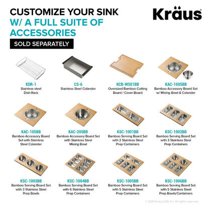KRAUS Kore Workstation 33" Undermount 16 Gauge Double Bowl Stainless Steel Kitchen Sink with Accessories - KWU112-33