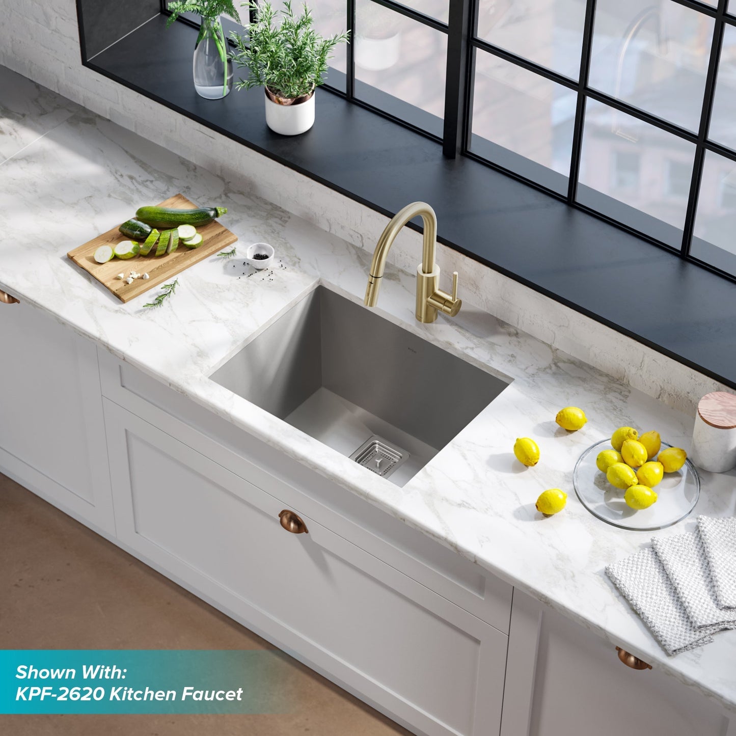 KRAUS Pax Zero-Radius 24" Undermount Single Bowl Stainless Steel Laundry Utility Sink - KHU24L
