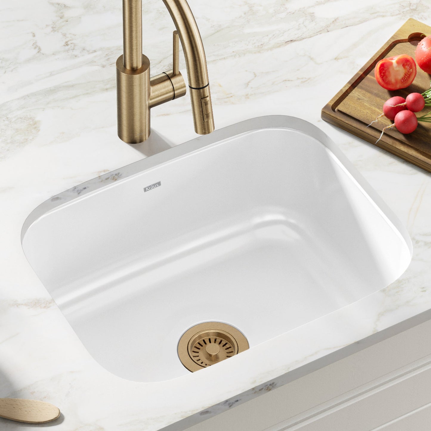 KRAUS Pintura 23" Enameled Stainless Steel Kitchen Sink in White - KEU12WHITE