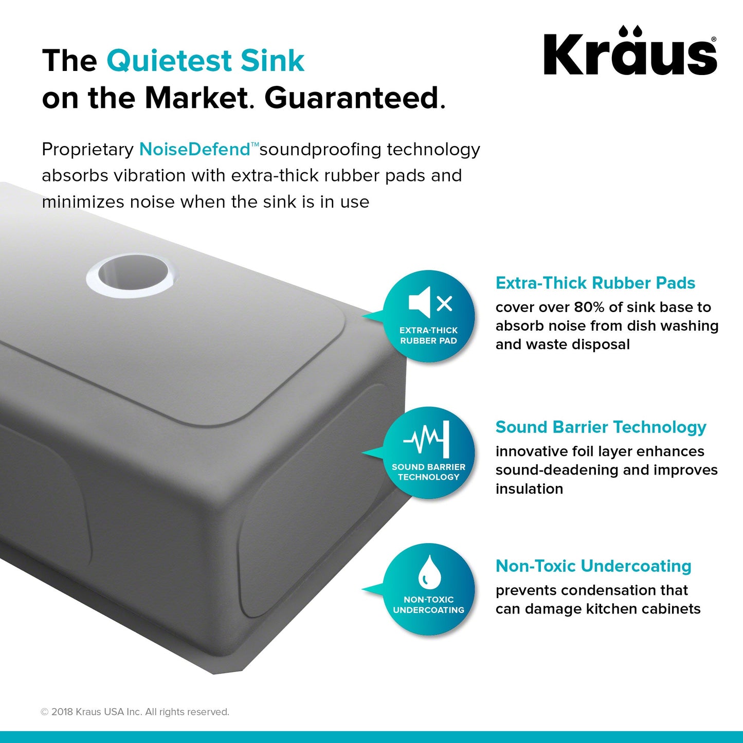 KRAUS 28" Undermount 16 Gauge Single Bowl Stainless Steel Small Radius Kitchen Sink - KHU100-28