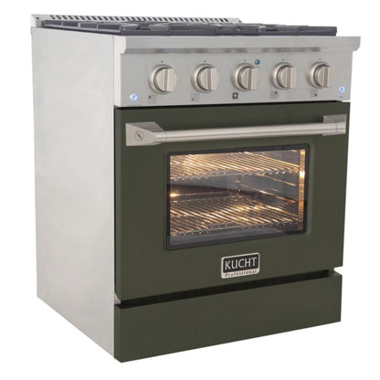 Kucht 30 Inch Professional KNG Series Natural Gas Stainless Steel Range with Green Oven Door - KNG301-OG