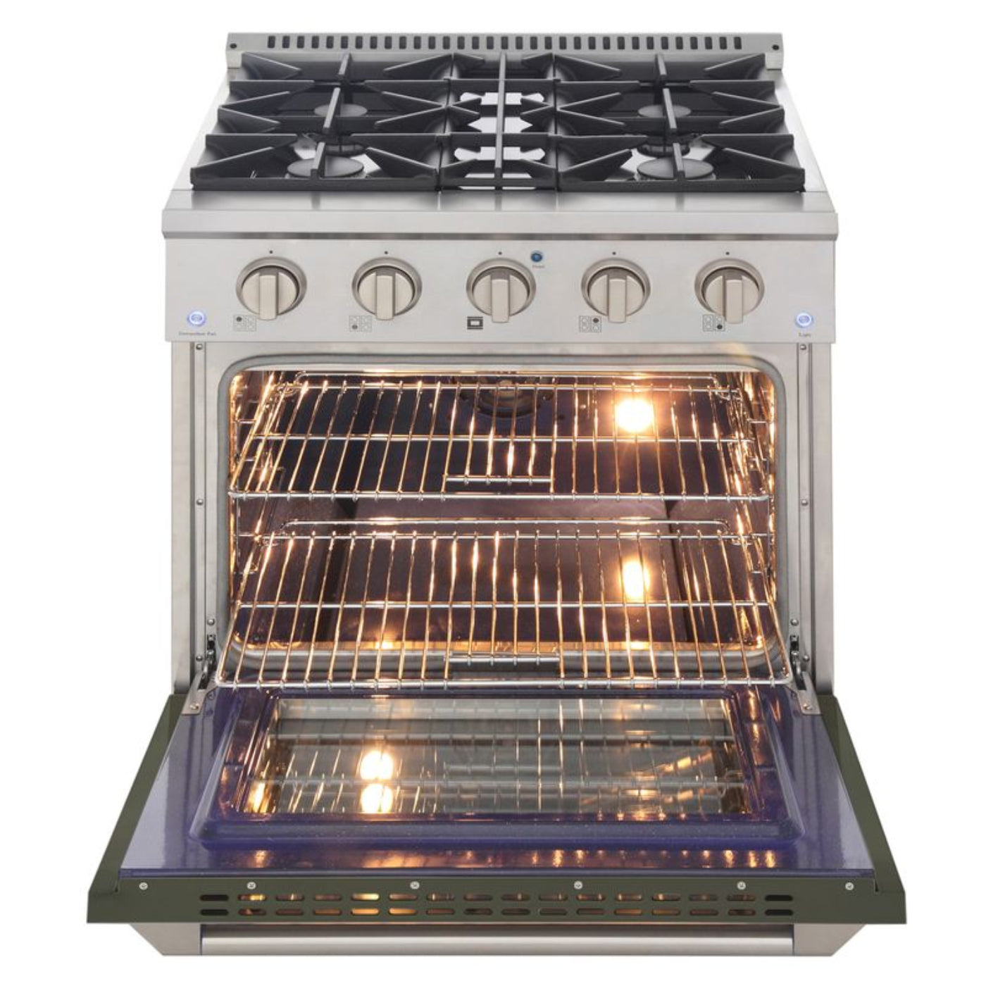 Kucht 30 Inch Professional KNG Series Natural Gas Stainless Steel Range with Green Oven Door - KNG301-OG