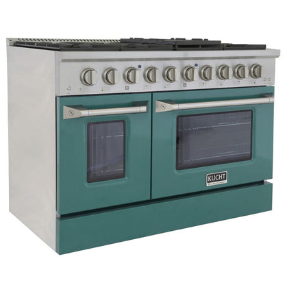 Kucht 48 Inch Pro-Style KDF Series Natural Gas Stainless Steel Dual Fuel Range with Green Oven Door
