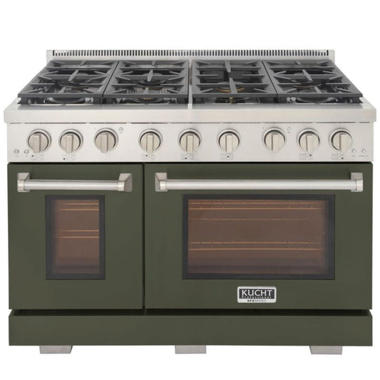 Kucht 48 Inch Professional KFX-X Series Natural Gas Stainless Steel Range with Green Oven Door - KFX4800X-G