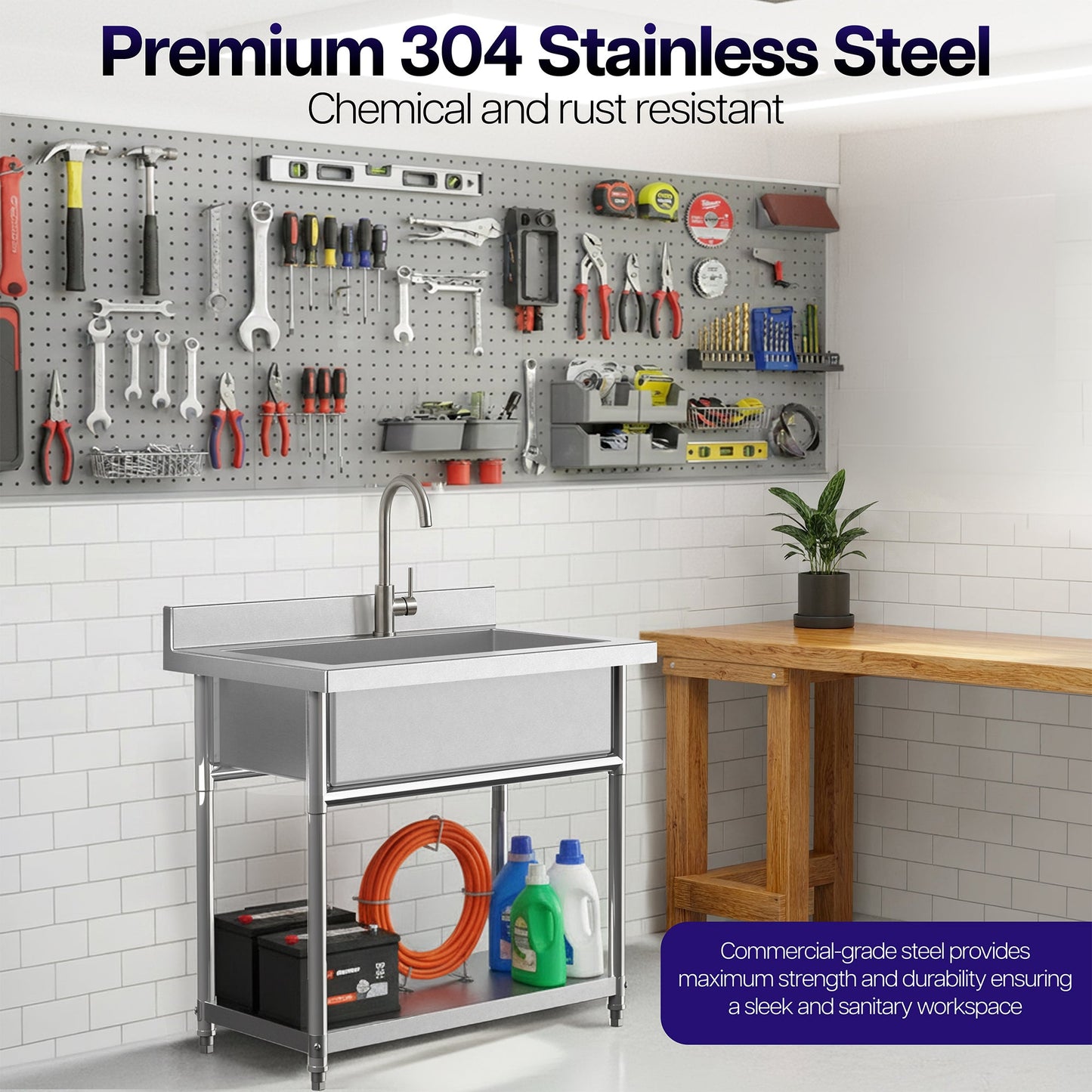 VIVO Life Finds by VIVO Stainless Steel Single Bowl Large Utility Sink - LF-US1SL