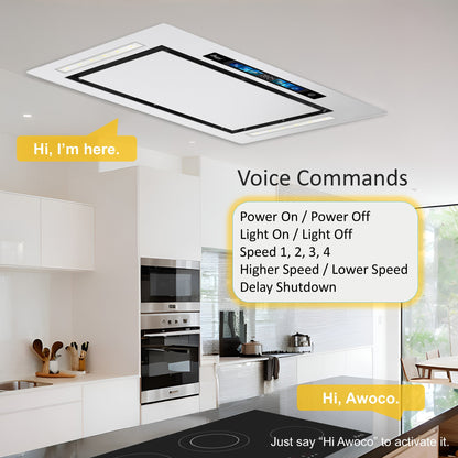 AWOCO  RH-IT08-GV Ceiling Mount Range Hood - Split Insert - Voice & Gesture - AWC-RH-IT08-GV30