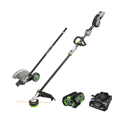 EGO Power+ Multi-Head Combo Kit; 16” Carbon Fiber String Trimmer with POWERLOAD  Carbon Fiber Edger, and 56V Power Head with 4.0Ah Battery and 320W Charger - MHC1603