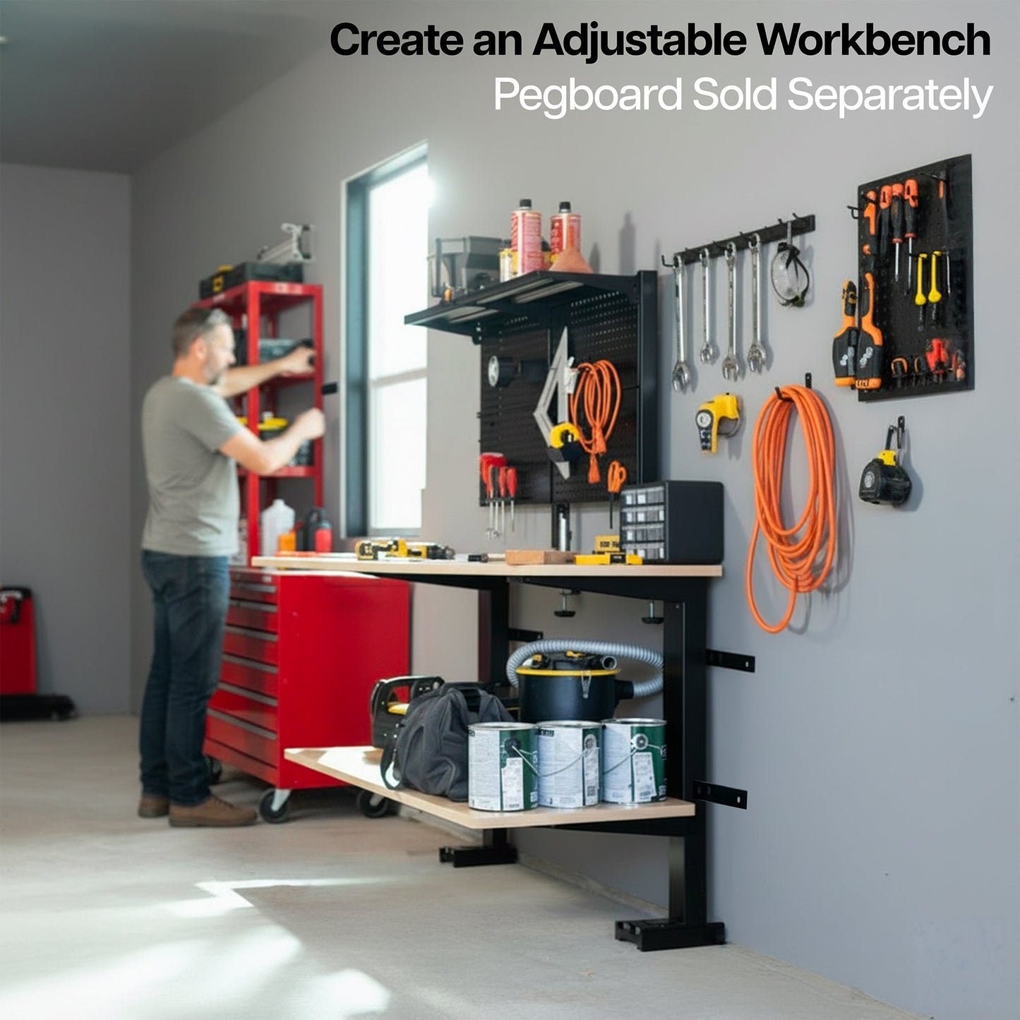 VIVO Electric Height Adjusting Garage Shelf / Workbench Mount - MOUNT-E-GS2