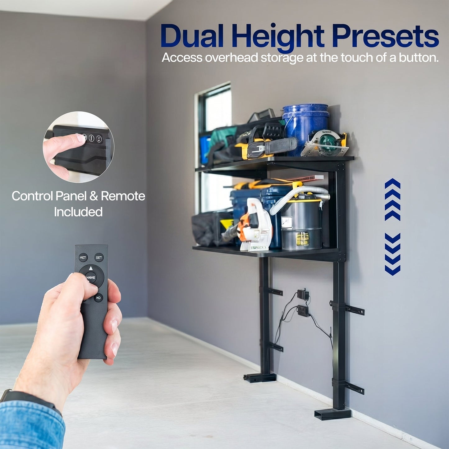 VIVO 60" x 24" Electric Height Adjustable Dual Shelf Workbench - MOUNT-KIT-GS2-60B