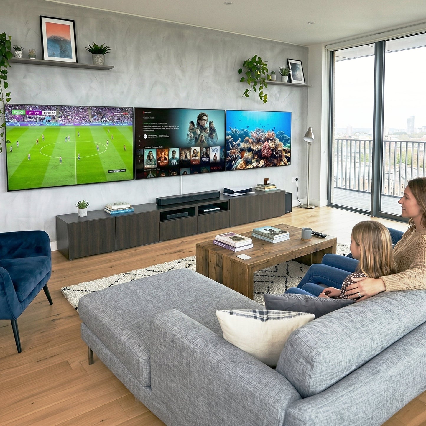 VIVO Pop-Out TV Tilting 1x3 Video Wall Mounts - 37” to 65” Screens - MOUNT-VW65-3T