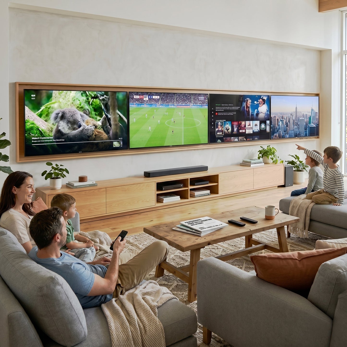VIVO Pop-Out TV Tilting 1x4 Video Wall Mounts - 37” to 65” Screens - MOUNT-VW65-4T