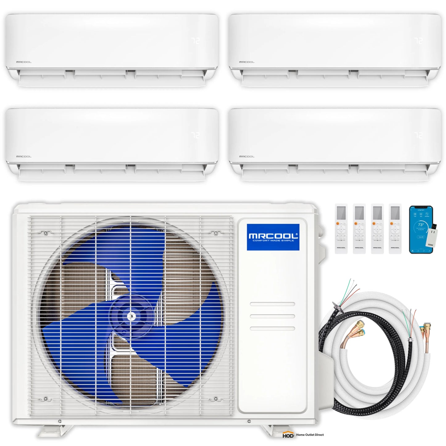 MRCOOL DIY 5th Gen Mini Split - 4-Zone 36,000 BTU Ductless Air Conditioner and Heat Pump Condenser with 18K + 12K + 9K + 6K Wall Mount Air Handlers - DIY5-4Z-36HP-18K12K9K6K