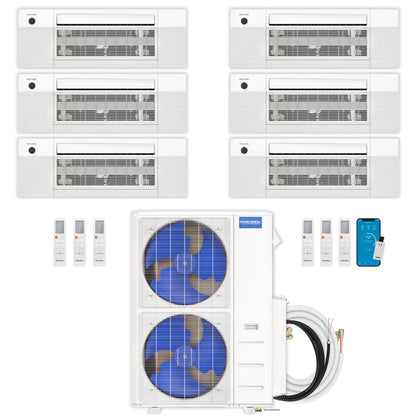 MRCOOL DIY 5th Gen Mini Split - 6-Zone 55,000 BTU Ductless Air Conditioner and Heat Pump Condenser with 12K + 9K + 9K + 6K + 6K + 6K Ceiling Cassette Air Handlers