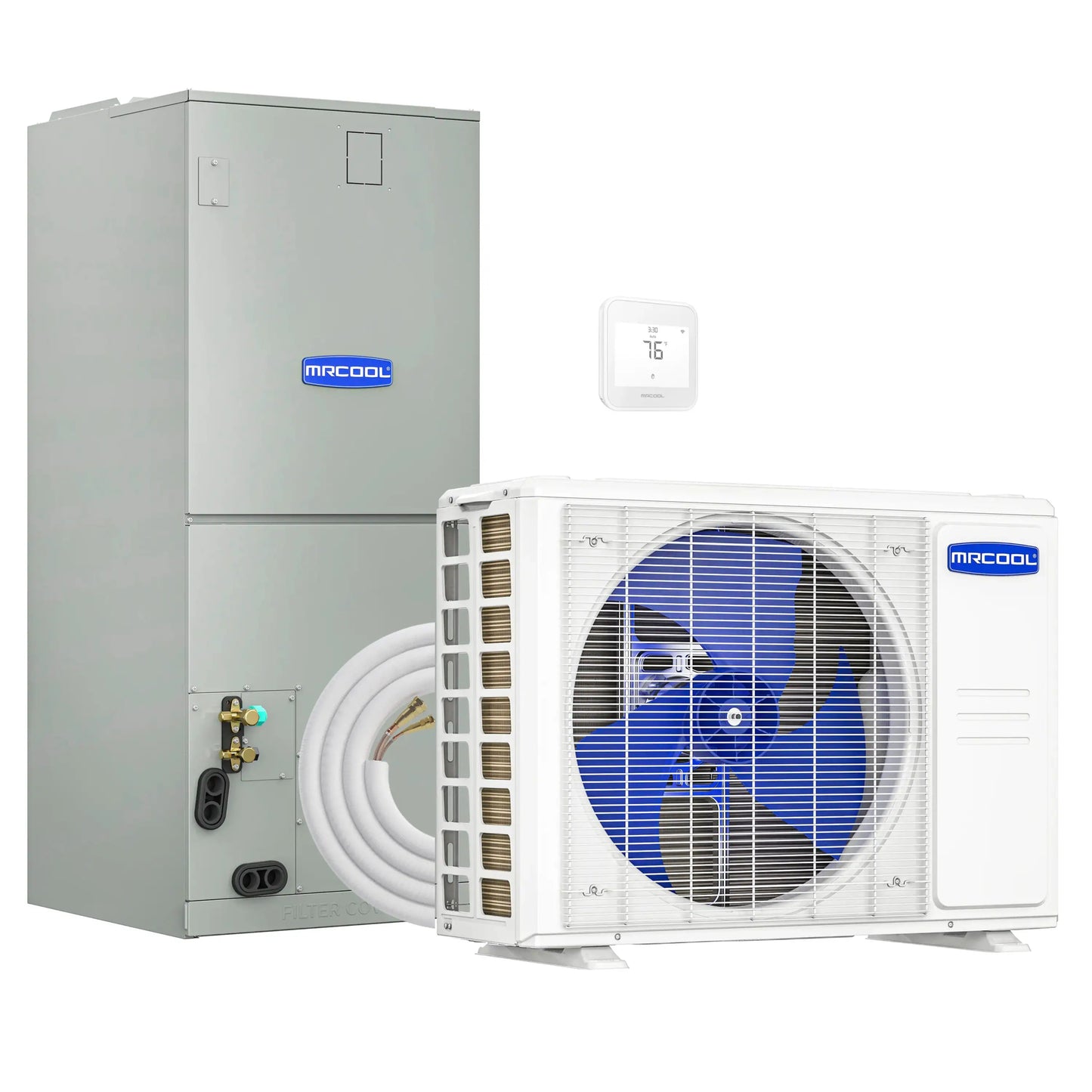 MRCOOL VersaPro 2nd Gen Central Split System with 48K BTU, 4 Ton, 16 SEER2, Heat Pump Condenser and Ducted Air Handler with 35 Ft. R-454B No-Vac Lineset  - MVP-48-HP-230A35