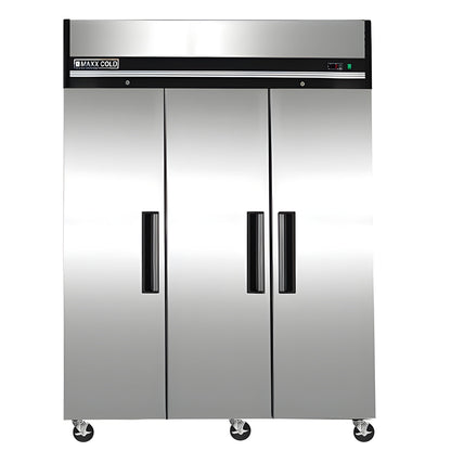 Maxx Cold Triple Door Reach-in Freezer, Top Mount, 72 cu. ft. Storage Capacity, in Stainless Steel - MXCF-72FDHC