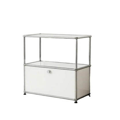 Kinnls Ennio Modern White Flip-Top Side Table with Detachable Wheels