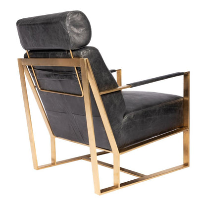 Moe's Home Collection Paradiso Chair Onyx Black Leather - PK-1083-02