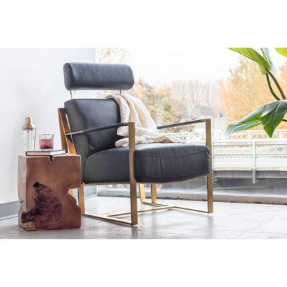 Moe's Home Collection Paradiso Chair Onyx Black Leather - PK-1083-02